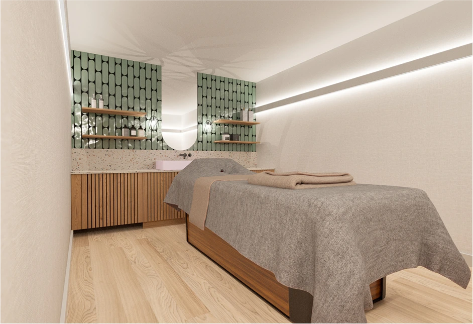 treatment bed at Ffolkes spa
