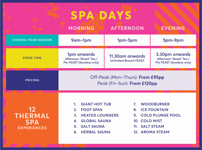 Spa Days Timetable